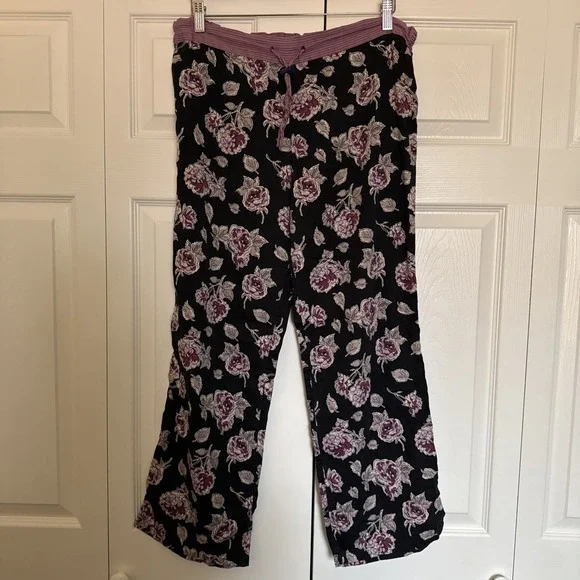 Vintage Victoria's Secret Angels Pajama Pants Size M Black Floral Lounge Preppy - Picture 12 of 12